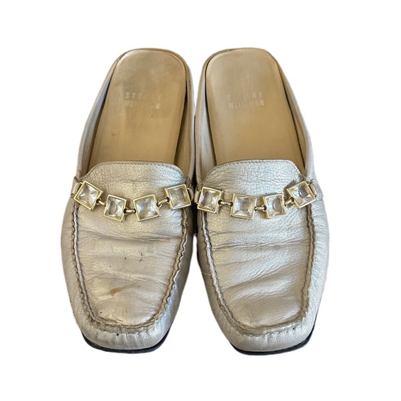 Stuart Weitzman Metallic Gold Slides - Picture 3 of 7